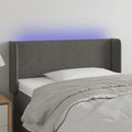 vidaXL Zagłówek do łóżka z LED, ciemnoszary, 93x16x78/88 cm, aksamit