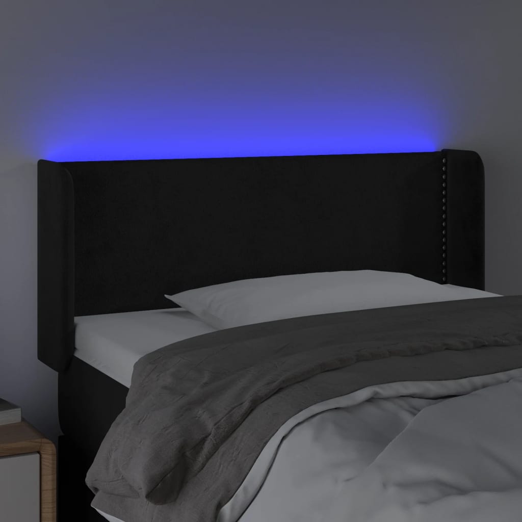 vidaXL Zagłówek do łóżka z LED, czarny, 93x16x78/88 cm, aksamit