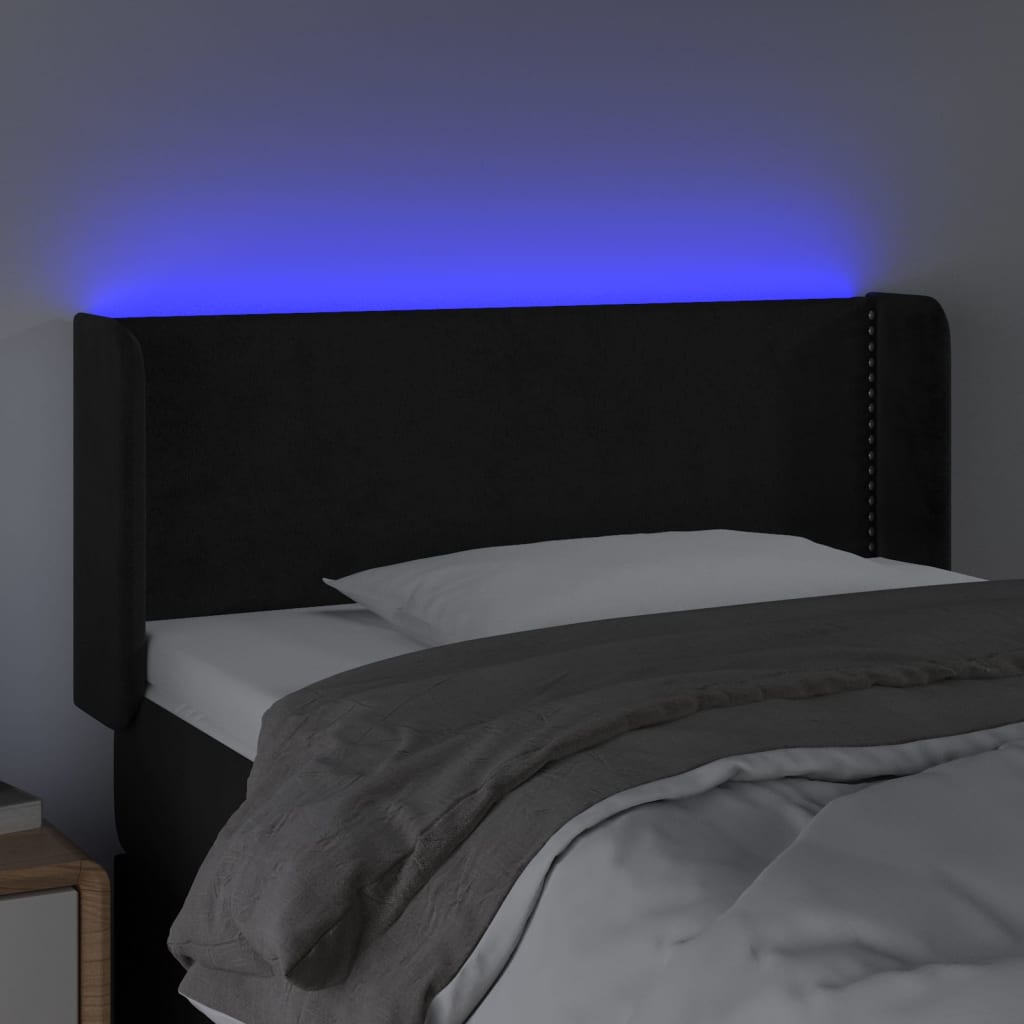vidaXL Zagłówek do łóżka z LED, czarny, 103x16x78/88 cm, aksamit