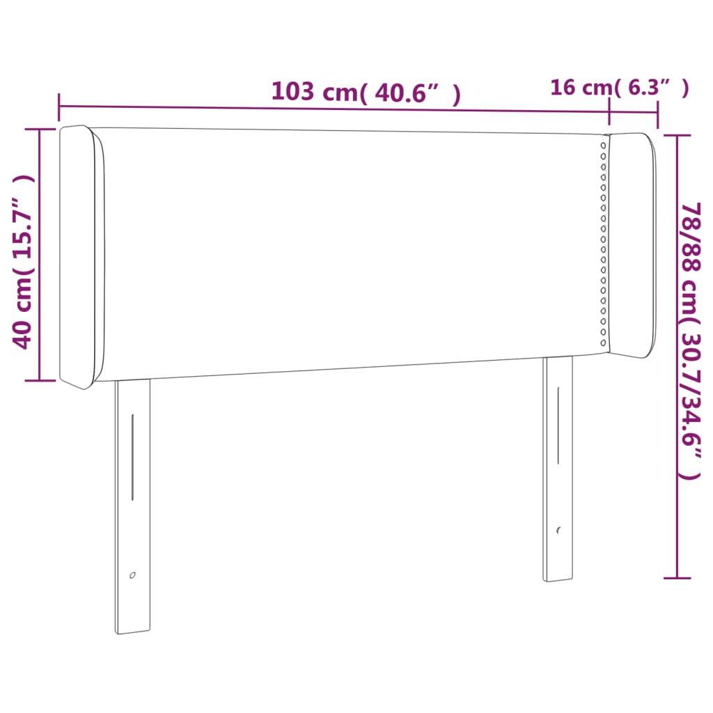vidaXL Zagłówek do łóżka z LED, czarny, 103x16x78/88 cm, aksamit