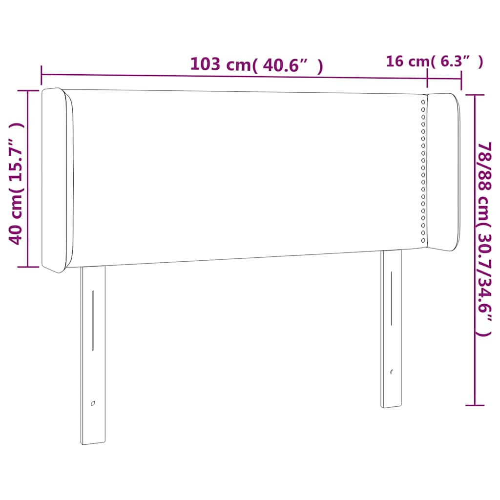 vidaXL Zagłówek do łóżka z LED, ciemnozielony, 103x16x78/88cm, aksamit