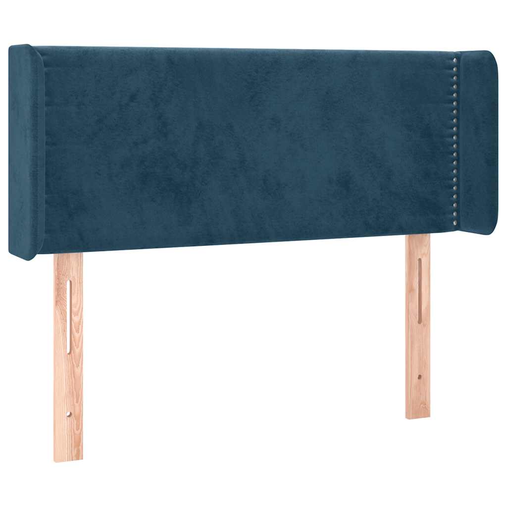 vidaXL Zagłówek do łóżka z LED ciemnoniebieski 103x16x78/88 cm aksamit