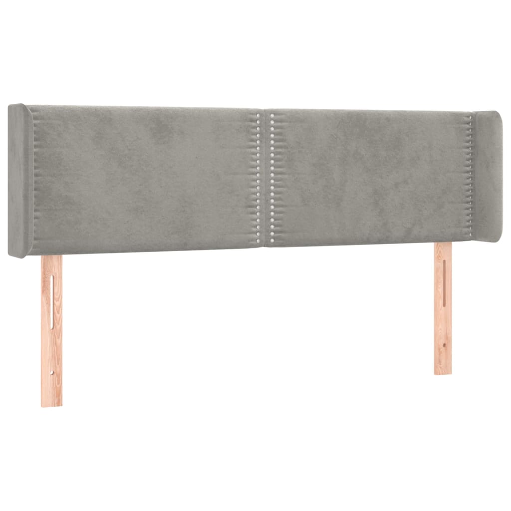 vidaXL Zagłówek do łóżka z LED, jasnoszary, 147x16x78/88 cm, aksamit