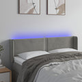 vidaXL Zagłówek do łóżka z LED, jasnoszary, 147x16x78/88 cm, aksamit