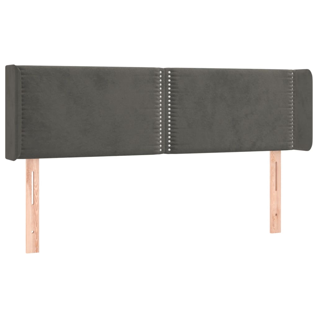 vidaXL Zagłówek do łóżka z LED, ciemnoszary, 147x16x78/88 cm, aksamit