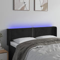 vidaXL Zagłówek do łóżka z LED, czarny, 147x16x78/88 cm, aksamit