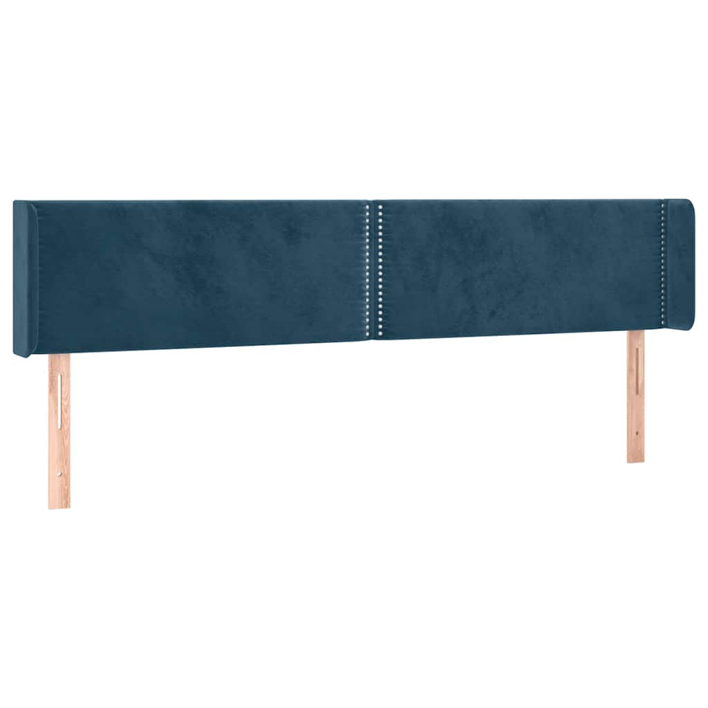 vidaXL Zagłówek do łóżka z LED ciemnoniebieski 163x16x78/88 cm aksamit