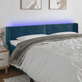 vidaXL Zagłówek do łóżka z LED ciemnoniebieski 163x16x78/88 cm aksamit