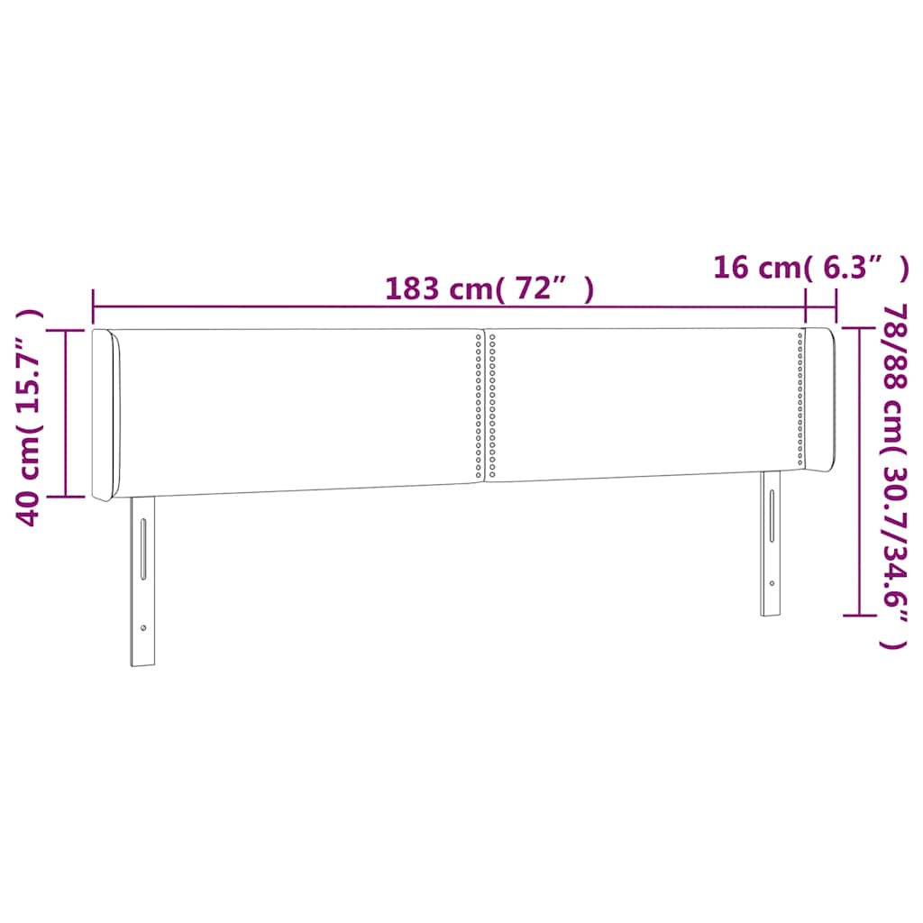 vidaXL Zagłówek do łóżka z LED, ciemnozielony, 183x16x78/88cm, aksamit
