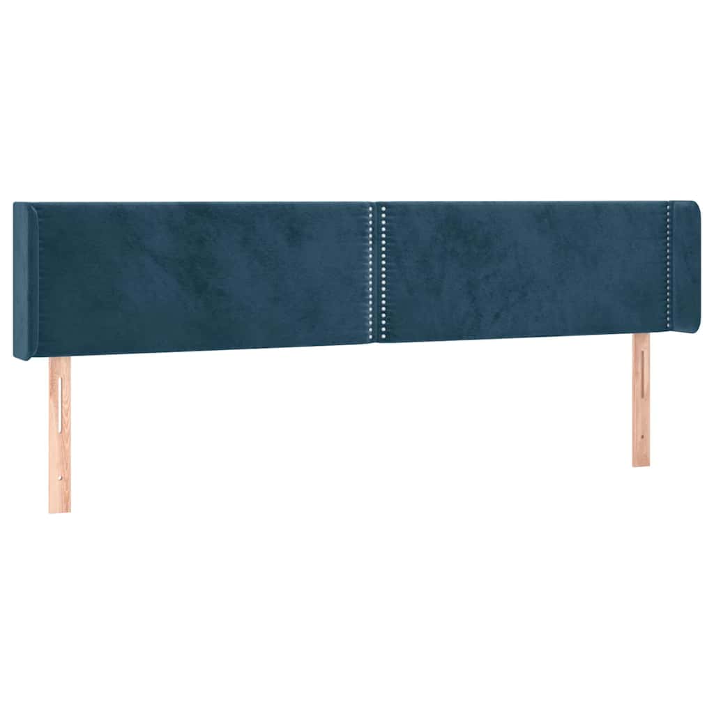 vidaXL Zagłówek do łóżka z LED ciemnoniebieski 183x16x78/88 cm aksamit