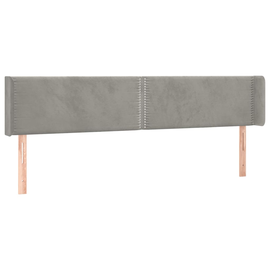 vidaXL Zagłówek do łóżka z LED, jasnoszary, 203x16x78/88 cm, aksamit
