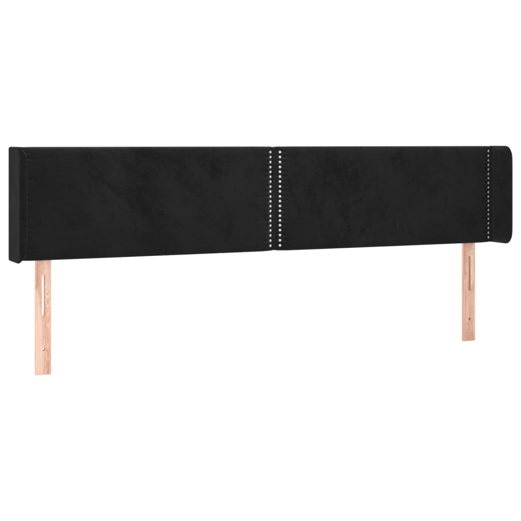vidaXL Zagłówek do łóżka z LED, czarny, 203x16x78/88 cm, aksamit