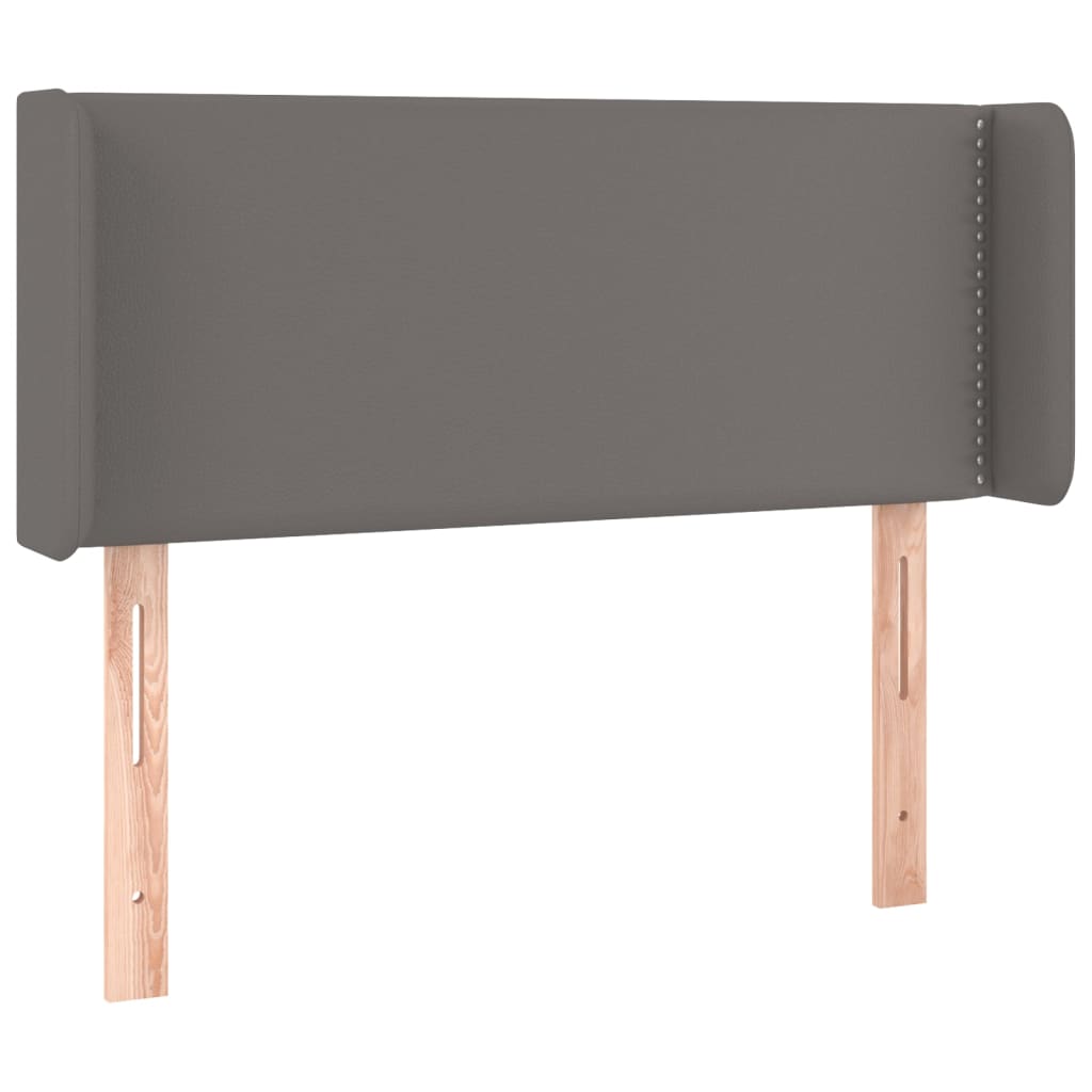 vidaXL Zagłówek do łóżka z LED, szary, 83x16x78/88 cm, sztuczna skóra
