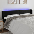 vidaXL Zagłówek do łóżka z LED, czarny, 183x16x78/88cm, sztuczna skóra