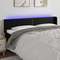 vidaXL Zagłówek do łóżka z LED, czarny, 203x16x78/88cm, sztuczna skóra