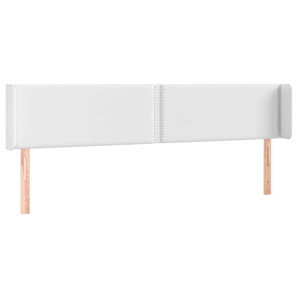 vidaXL Zagłówek do łóżka z LED, biały, 203x16x78/88 cm, sztuczna skóra