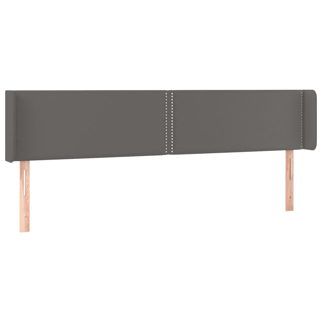 vidaXL Zagłówek do łóżka z LED, szary, 203x16x78/88 cm, sztuczna skóra