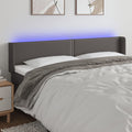 vidaXL Zagłówek do łóżka z LED, szary, 203x16x78/88 cm, sztuczna skóra
