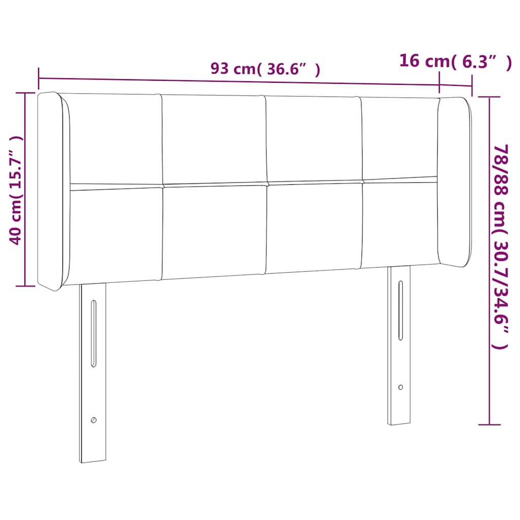 vidaXL Zagłówek do łóżka z LED, ciemnobrązowy, 93x16x78/88 cm, tkanina