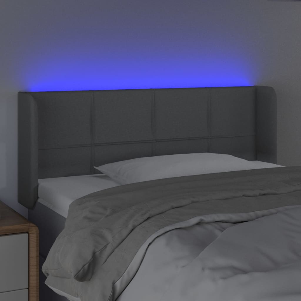 vidaXL Zagłówek do łóżka z LED, jasnoszary, 103x16x78/88 cm, tkanina