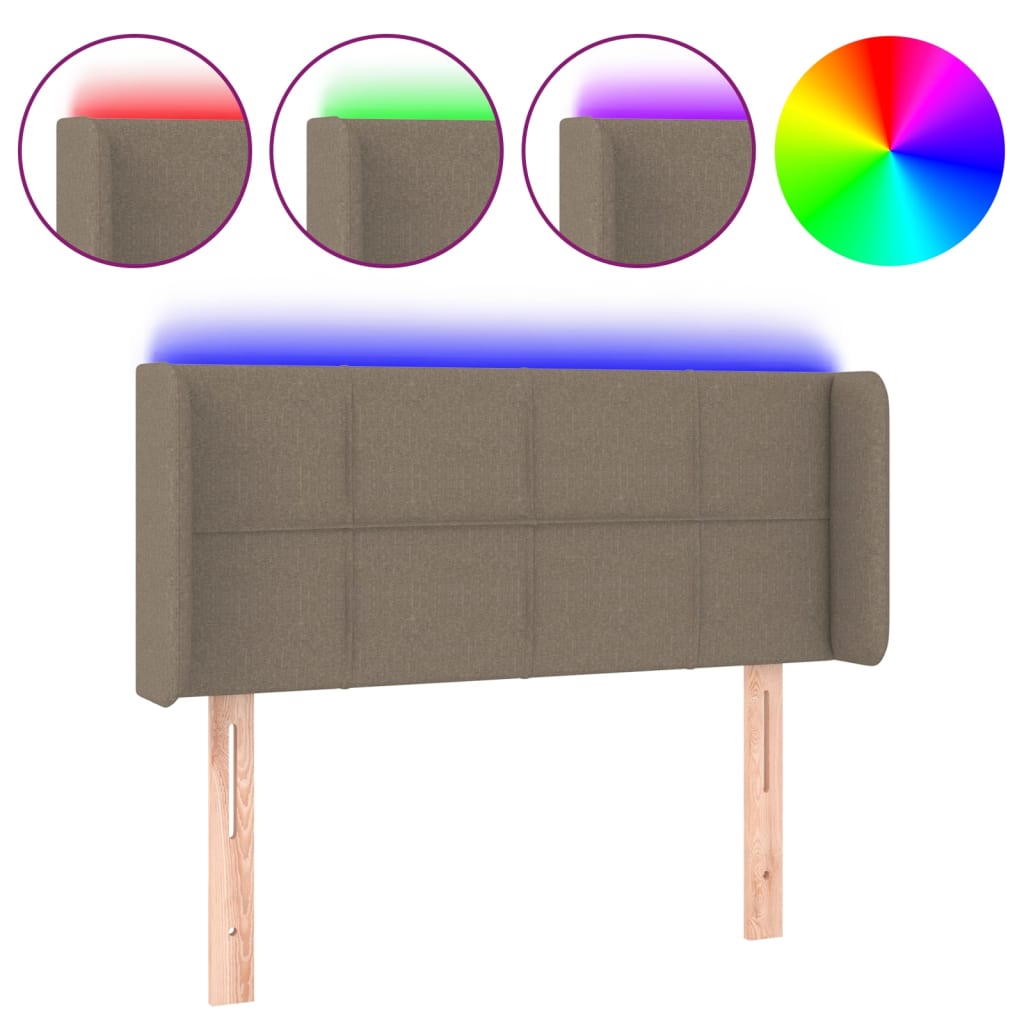 vidaXL Zagłówek do łóżka z LED, taupe, 103x16x78/88 cm, tkanina