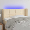 vidaXL Zagłówek do łóżka z LED, kremowy, 103x16x78/88 cm, tkanina