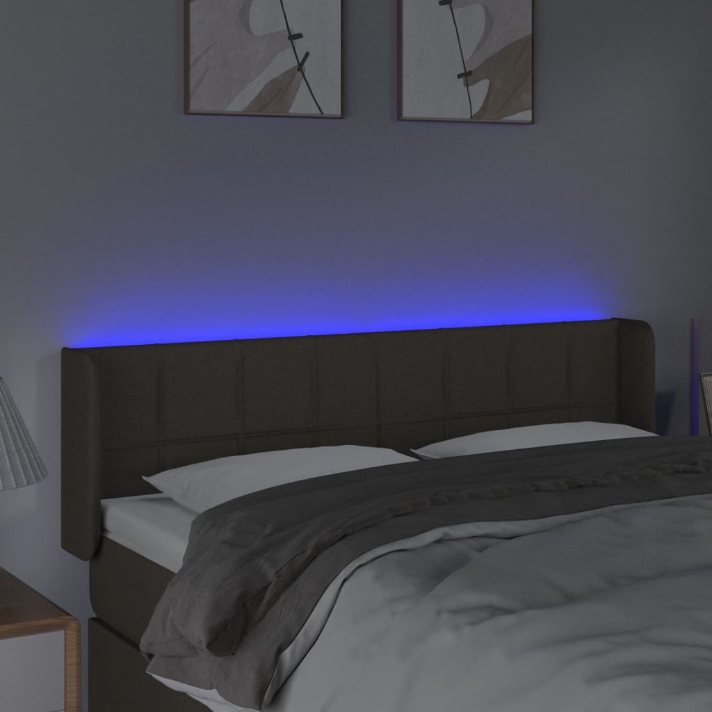 vidaXL Zagłówek do łóżka z LED, taupe, 147x16x78/88 cm, tkanina