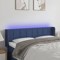 vidaXL Zagłówek do łóżka z LED, niebieski, 147x16x78/88 cm, tkanina
