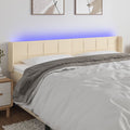 vidaXL Zagłówek do łóżka z LED, kremowy, 163x16x78/88 cm, tkanina