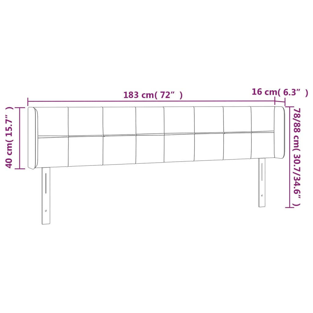 vidaXL Zagłówek do łóżka z LED, jasnoszary, 183x16x78/88 cm, tkanina