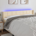 vidaXL Zagłówek do łóżka z LED, kremowy, 183x16x78/88 cm, tkanina