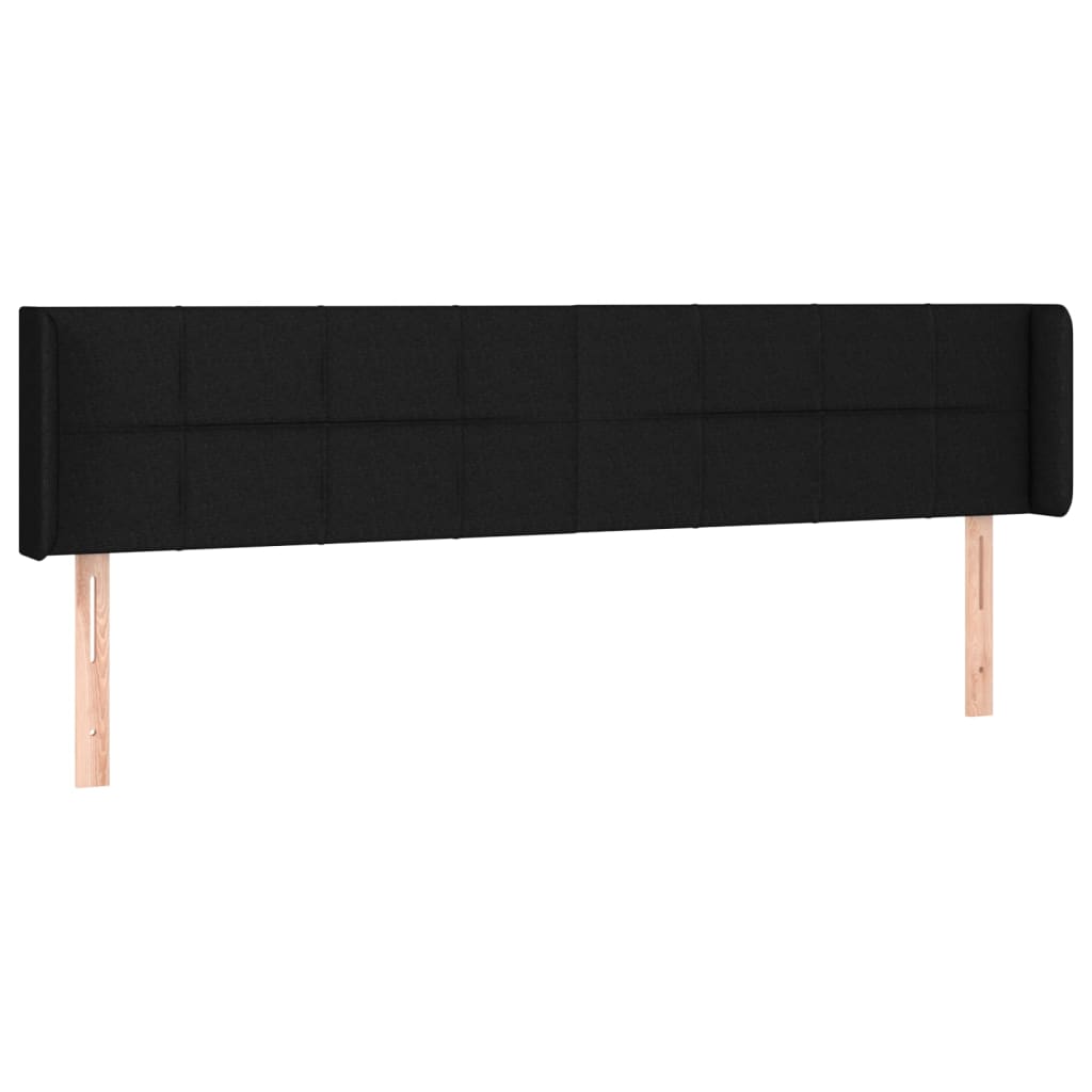 vidaXL Zagłówek do łóżka z LED, czarny, 203x16x78/88 cm, tkanina