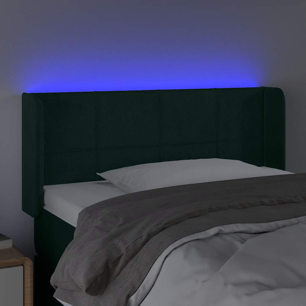 vidaXL Zagłówek do łóżka z LED, ciemnozielony, 83x16x78/88 cm, aksamit