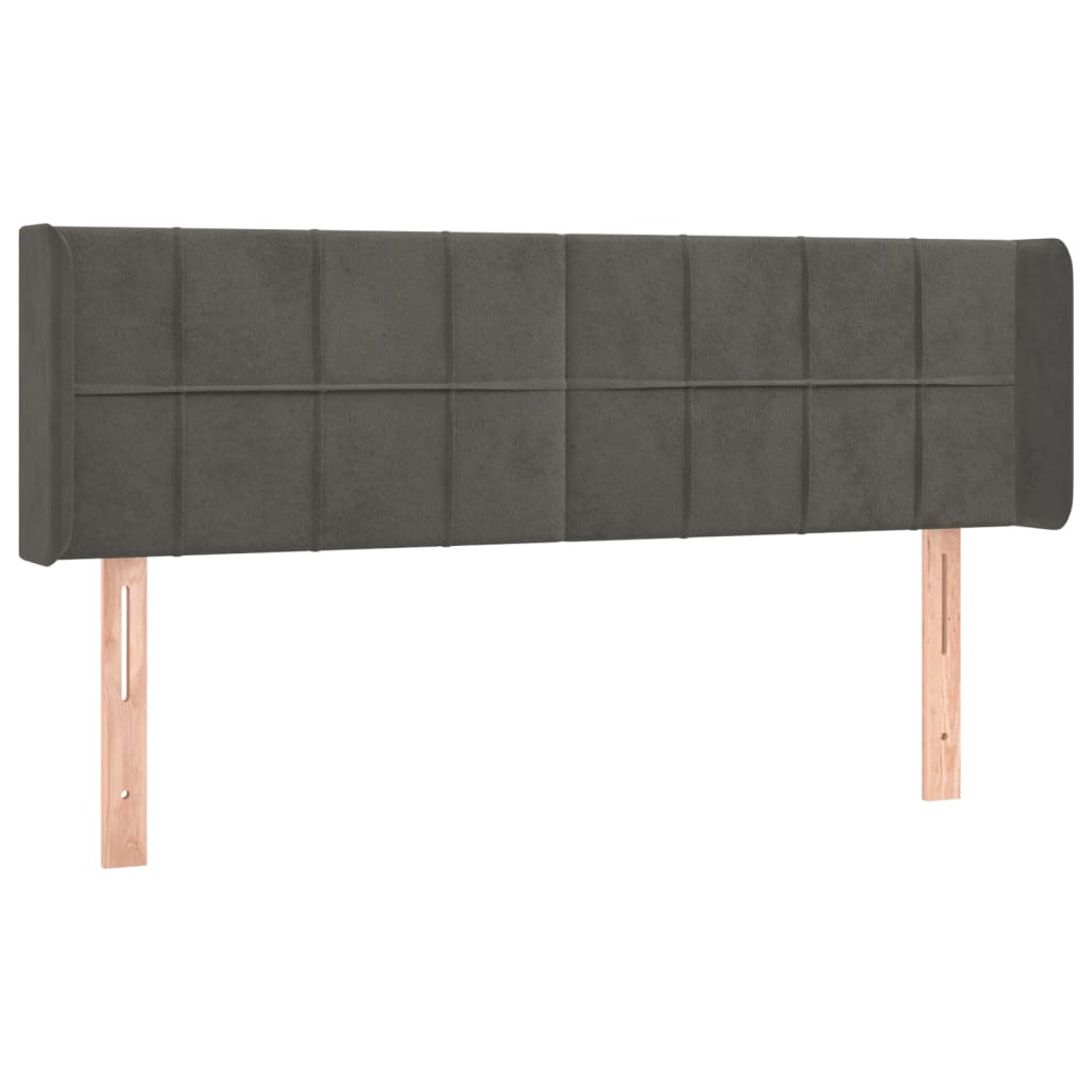 vidaXL Zagłówek do łóżka z LED, ciemnoszary, 147x16x78/88 cm, aksamit