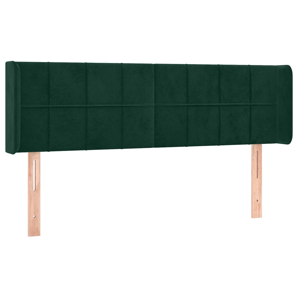 vidaXL Zagłówek do łóżka z LED, ciemnozielony, 147x16x78/88cm, aksamit