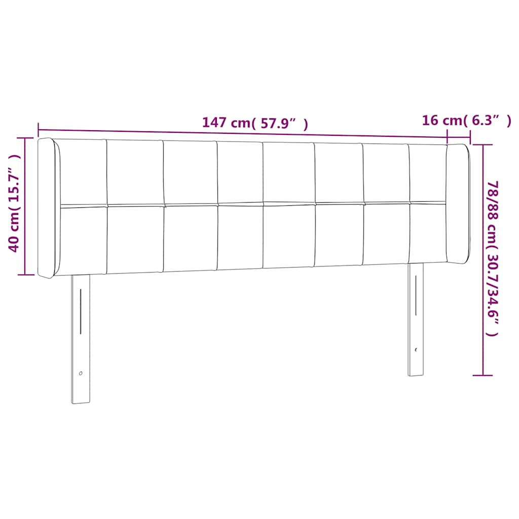 vidaXL Zagłówek do łóżka z LED, ciemnozielony, 147x16x78/88cm, aksamit