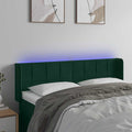 vidaXL Zagłówek do łóżka z LED, ciemnozielony, 147x16x78/88cm, aksamit