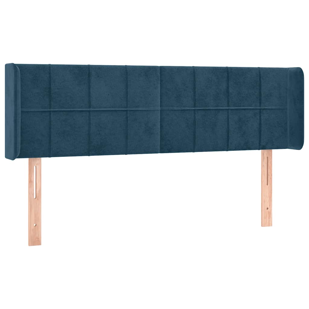 vidaXL Zagłówek do łóżka z LED ciemnoniebieski 147x16x78/88 cm aksamit