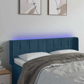 vidaXL Zagłówek do łóżka z LED ciemnoniebieski 147x16x78/88 cm aksamit