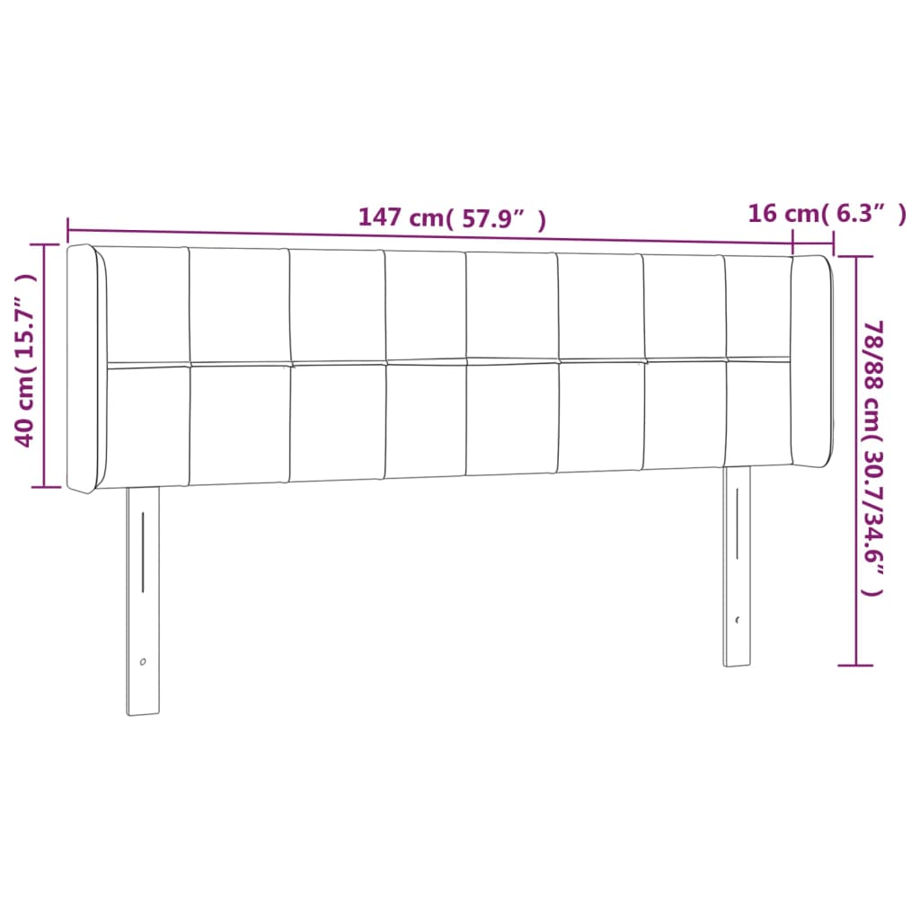 vidaXL Zagłówek do łóżka z LED, różowy, 147x16x78/88 cm, aksamit