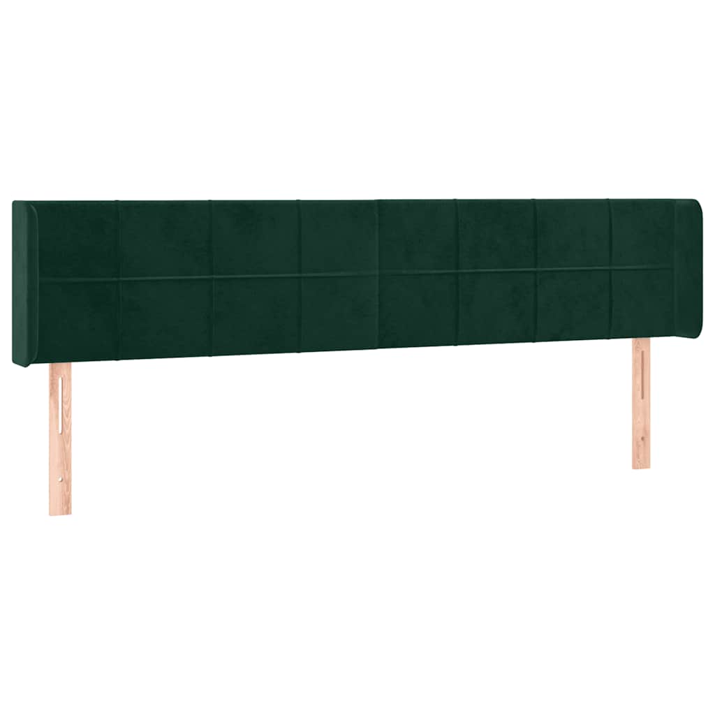 vidaXL Zagłówek do łóżka z LED, ciemnozielony, 163x16x78/88cm, aksamit