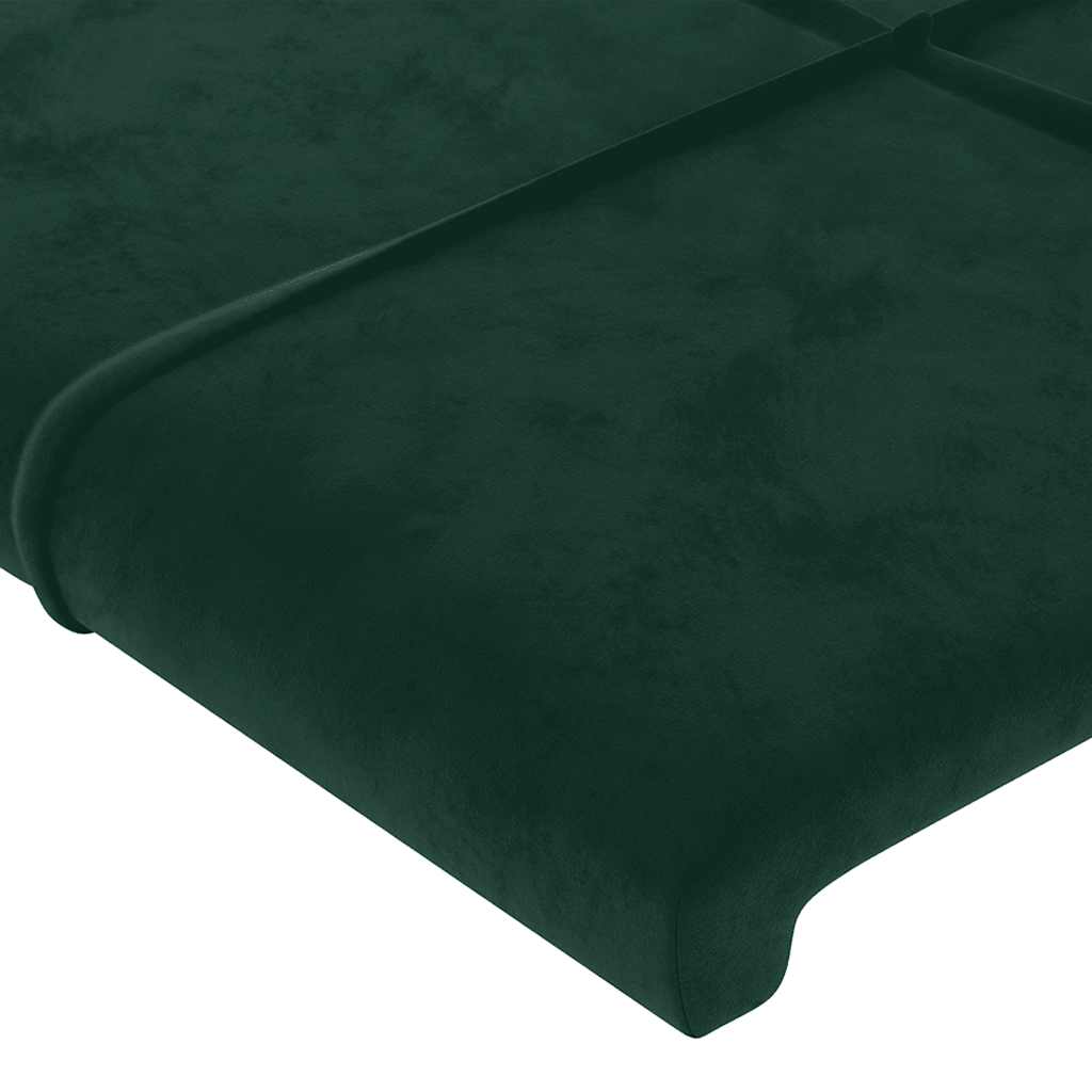 vidaXL Zagłówek do łóżka z LED, ciemnozielony, 163x16x78/88cm, aksamit