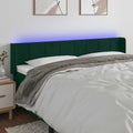 vidaXL Zagłówek do łóżka z LED, ciemnozielony, 163x16x78/88cm, aksamit