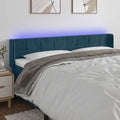 vidaXL Zagłówek do łóżka z LED ciemnoniebieski 163x16x78/88 cm aksamit