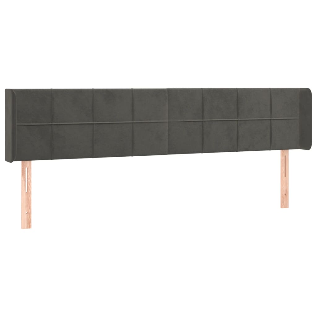 vidaXL Zagłówek do łóżka z LED, ciemnoszary, 183x16x78/88 cm, aksamit