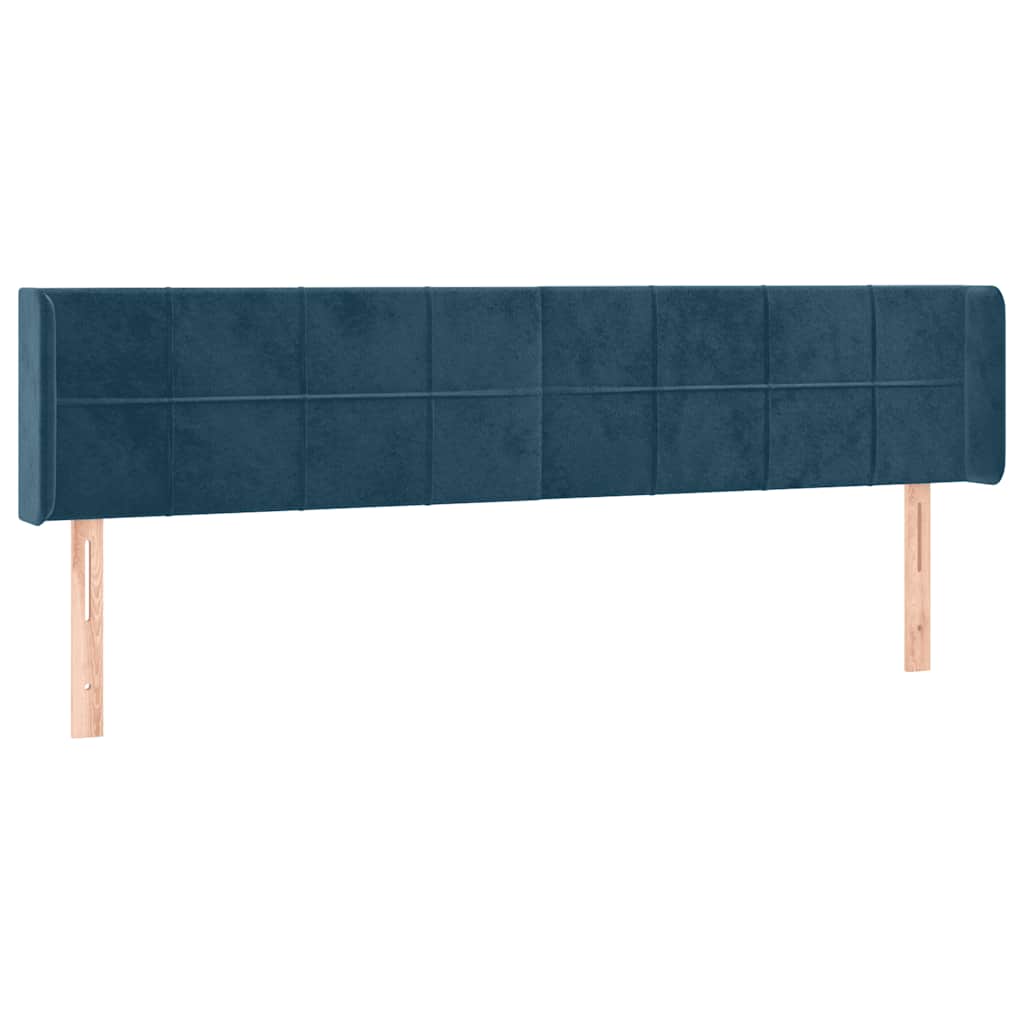 vidaXL Zagłówek do łóżka z LED ciemnoniebieski 183x16x78/88 cm aksamit