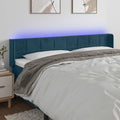 vidaXL Zagłówek do łóżka z LED ciemnoniebieski 183x16x78/88 cm aksamit