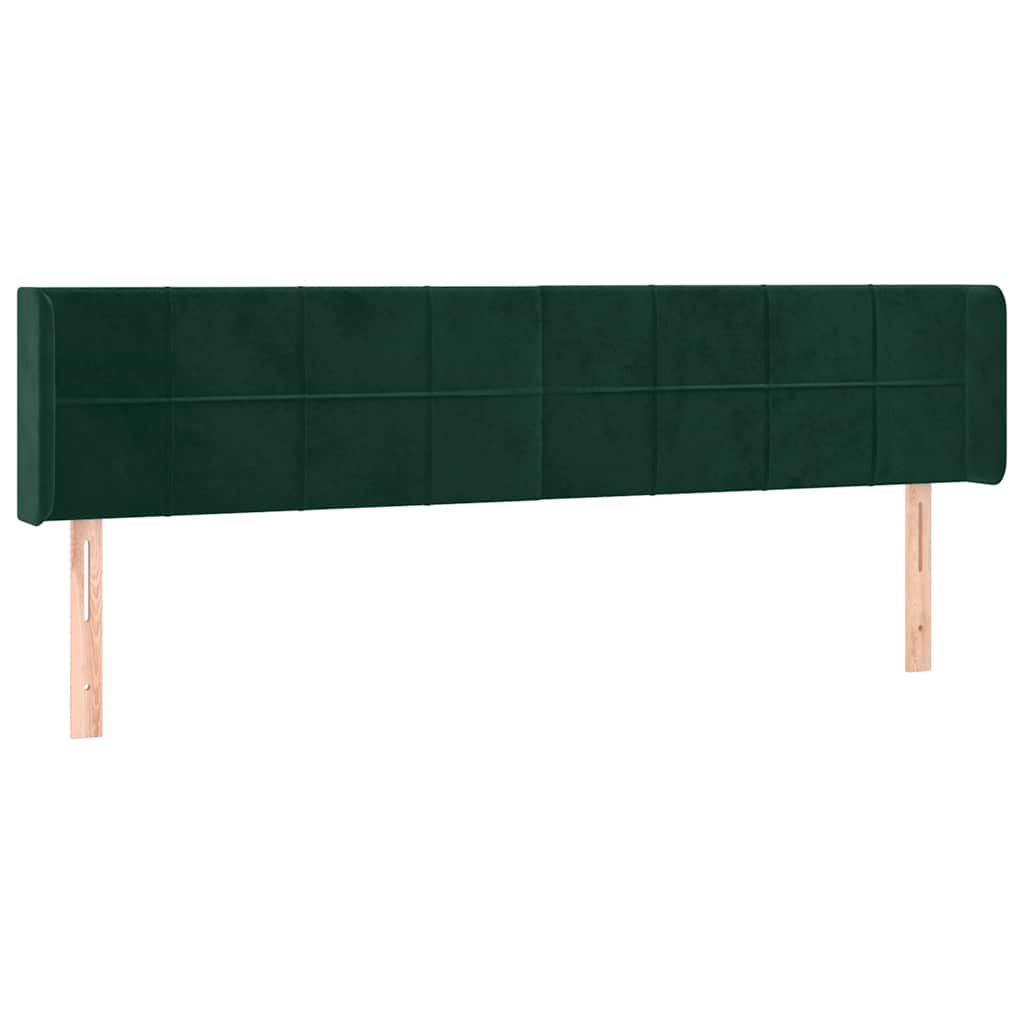 vidaXL Zagłówek do łóżka z LED, ciemnozielony, 203x16x78/88cm, aksamit