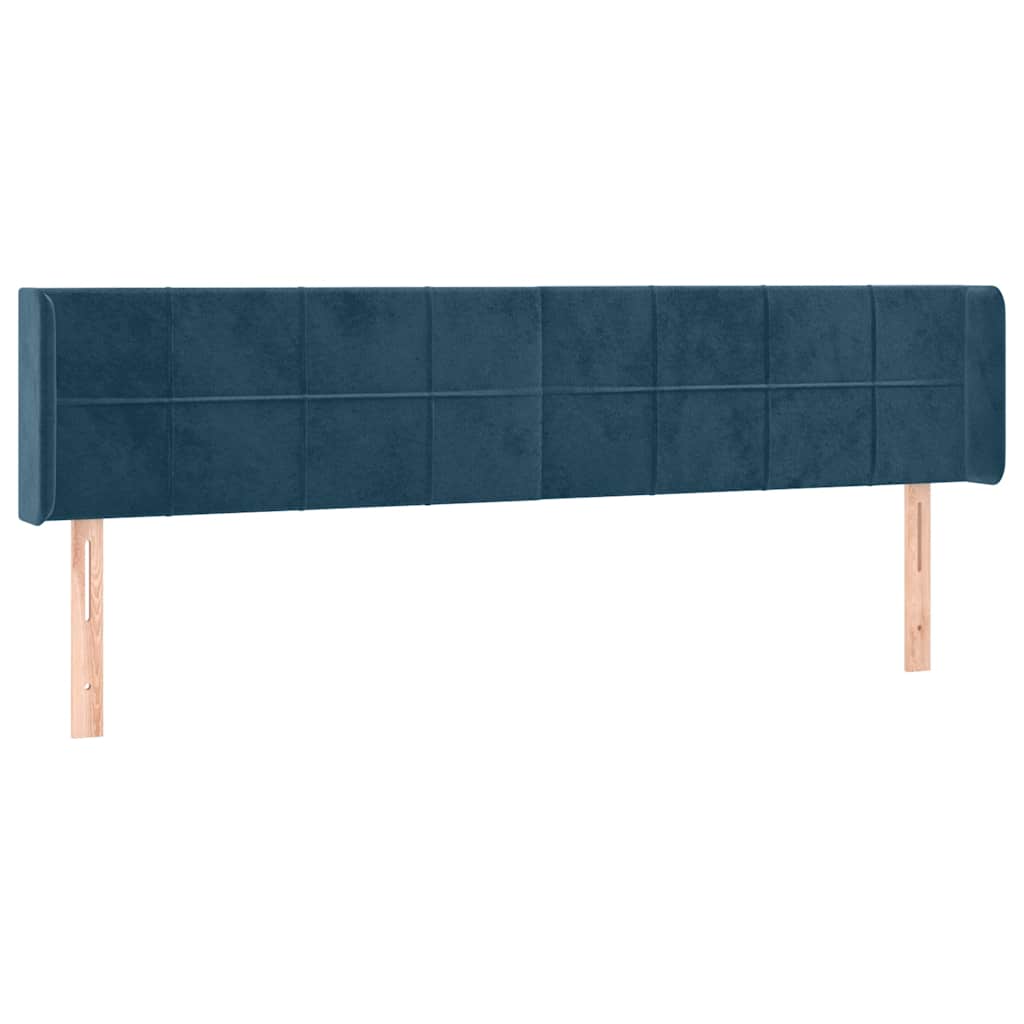 vidaXL Zagłówek do łóżka z LED ciemnoniebieski 203x16x78/88 cm aksamit