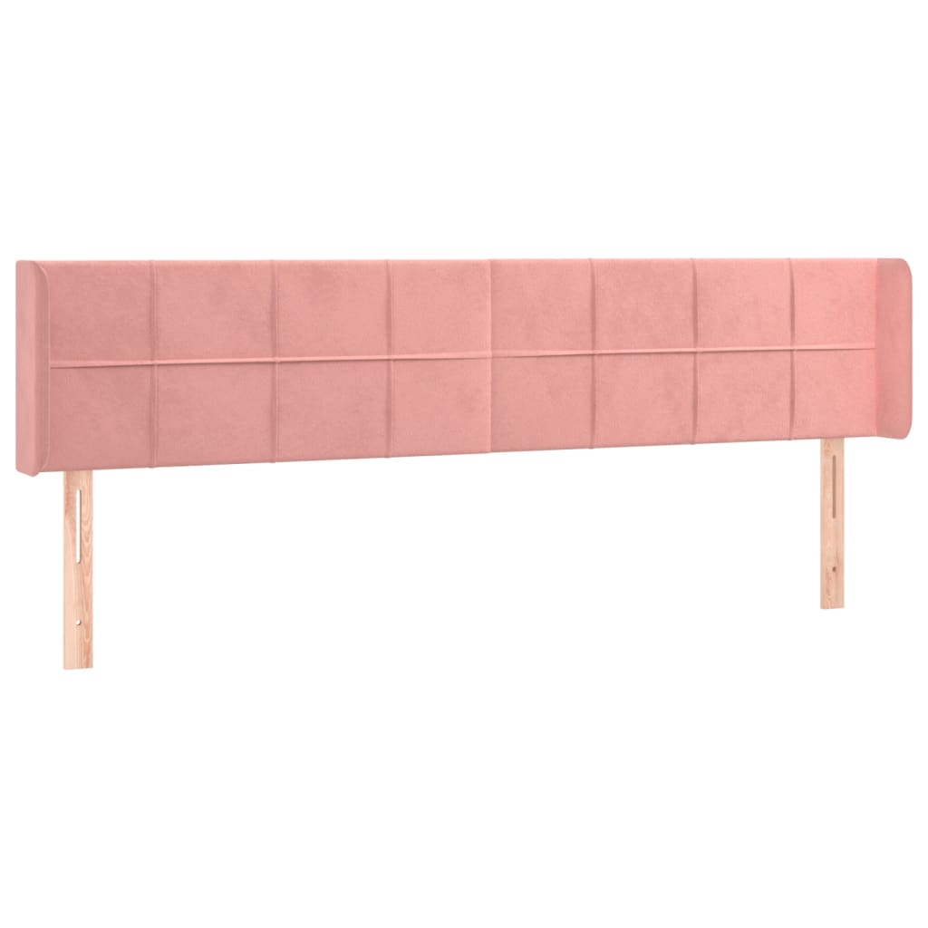 vidaXL Zagłówek do łóżka z LED, różowy, 203x16x78/88 cm, aksamit